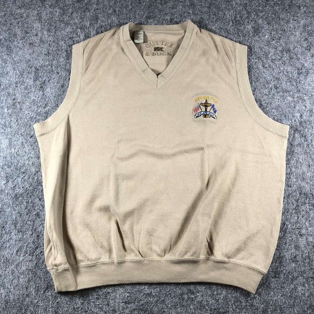 Cutter & Buck Oakland Hills Ryder Cup Mens Large Beige Sweater Vest